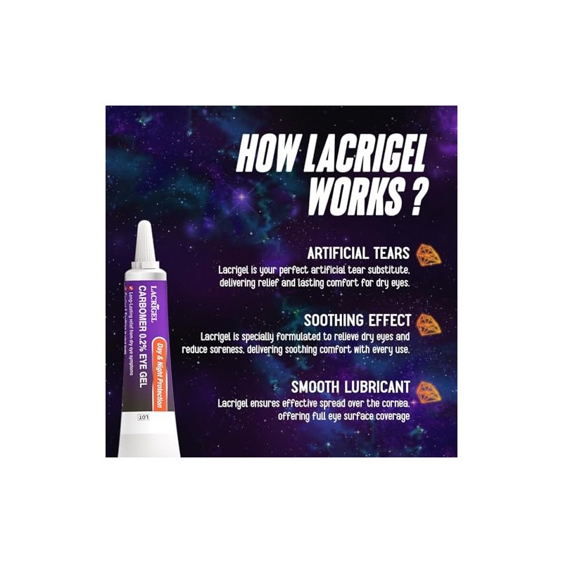 3X Lacrigel CARBOMER 0.2% - Eye Gel for Dry, Tired,
