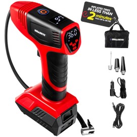 BULLSEYE PRO Tire Inflator with Pressure Gauge, Compact and Portable, Automatic Shut Off, 150 PSI Max, USB Home Rechargeable and Cord for Vehicular Use As Seen On TV (9475)