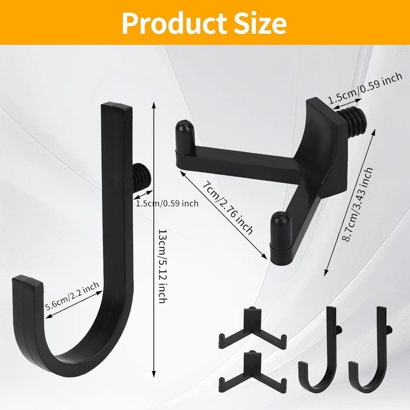 WIN&YING 6 Pack Storage Shed Hooks for Suncast, Black Single-Head