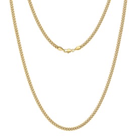 KRKC Men's Necklace, 2/3/4/5 mm, 14K Gold Plated/Silver Colour, Stainless Steel Curb Chain, Cuban Chain, Nickel-Free, Thin Gold Chain, Silver Chain for Men, Length 45-66 cm, Stainless Steel