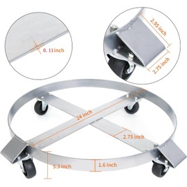 Drum Dolly 55 Gallon Trash Can Heavy Duty 1000 Pound Barrel With Swivel Casters Wheel Steel Frame Non Tipping Hand Truck Capacity
