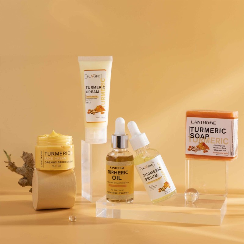 FantasyDay 5PCS Turmeric Skin Care Kit including Turmeric Cream, Turmeric