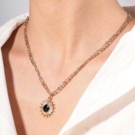 Andelaisi Boho Sun Pendant Necklace Vintage Sun Gemstone Necklaces Gold Rising Suns Necklace Chain Celestial Susn Necklaces for Women