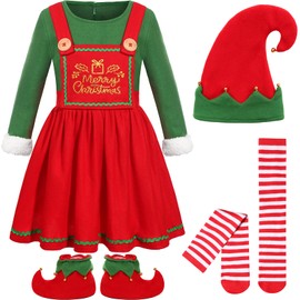 Disfraz de elfo de Navidad para niñas y niños (3-5T)
