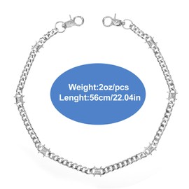 Hpmjz Punk Wallet Chain 25 inch Hip Hop Pants Chain for Man Silver Round Clasp Belt Heavy Duty Metal Keychain Goth Keyholder Clothing Accessories for Keys Wallet Jeans Pants Belt Valentine's Day