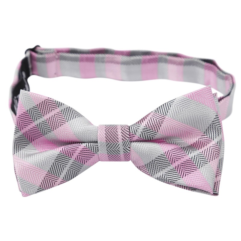 Alizeal Boys Stripe Fun Novelty Pre-tied Kids Bow Tie, Pink+Gray