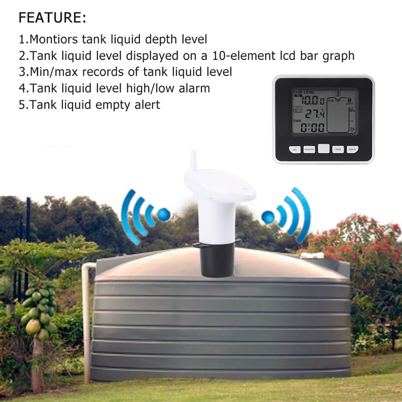 Ultrasonic Water Tank Liquid Depth Level Meter Sensor with Temperature