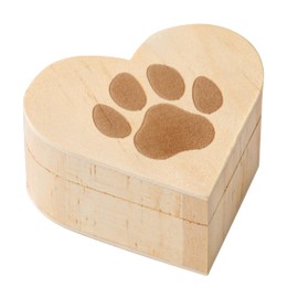 CJiangpo Pet Hair Keepsake Box, Wooden Heart Shaped Pet Memorial Box with Pet Paw Engraving Dog Cat Hair Fur Ashes Container Pet Storage Memorial Box Pet Loss Sympathy Gifts for Pet Lovers Friends