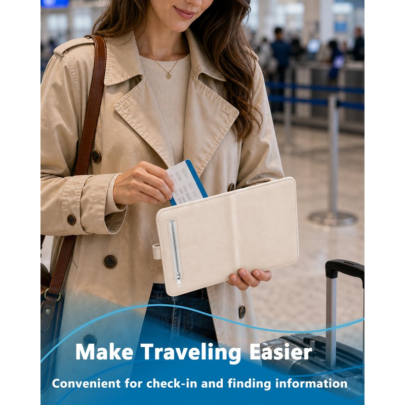 GooodiderX RFID Blocking Passport Holder with AirTag Slot, Beige