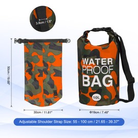 YELARXI Waterproof Dry Bag, 10L Fit for Women Men Water Proof Bags Lightweight Dry Storage Floating Backpack with Whistle for Travel Boating Kayaking (Orange Camouflage)