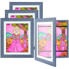 AUEAR, Kids Art Frames 10x12.5, Horizontal and Vertical Display, Front Opening, Wall Display for Artworks, Kids Drawings, Award Certificate, Crafts or Pictures(Navy Blue, 4-Pack)