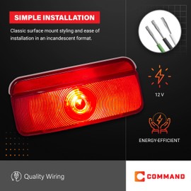 Command Electronics OEM 12V Incandescent RV & Trailer Tail Light - Made in USA - Brake Light with Built-in Reflector - Hardware & Connectors Included | Durable White Trim (1 Pack)