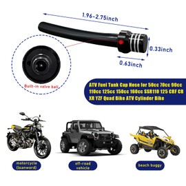 2 PCS Breather Hose Gas Fuel Tank Cap, CNC One Way Tank Valve Vent Tube with Aluminum Breather Valve, Universal for ATV Quad CRF YZF RMZ KLX DRZ Pit Dirt Bike Motorcycle (Black)