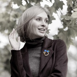 SinglinArt Blue Rhinestone Brooch Pins for Women Girls Flower Crystal Jewelry