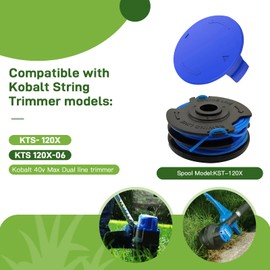 KST-120X Weed Eater String Spool Compatible with Kobalt 40V Cordless String Trimmer KST 120X, KST 120X-06, Replacement Spool Refills Autofeed Dual line 20Feet 0.065" (10 Spools, 2 Cap)