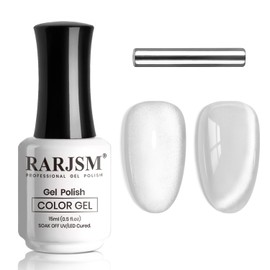 RARJSM Ceramic Cat Eye Gel Nail Polish Silver Gray Smoothie White Glitter 15ml Mirror Glass Shimmer Velvet Cateye Gel Polish with Magnetic Stick UV LED Curing Require Soak Off Home Salon