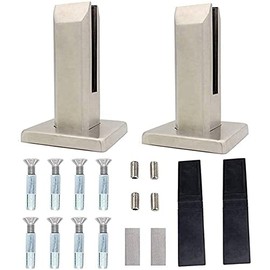 Pack of 2 LukLoy Brush 304 Stainless Steel Glass Railing Spigots, Glass Pool Fence Clamp Brackets (960g) (2, Brush Stainless Steel)