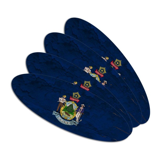 Rustic Maine State Flag Distressed USA Double-Sided Oval Nail File
