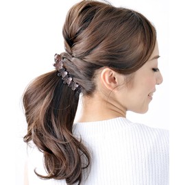 Vingtaine H-731-FLBK-FLBR Simple Banana Clips, Set of 2, Square, Circle, Flowers, Daily Use, Office Hair Accessories