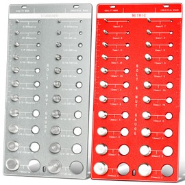 44 Nut and Bolt Thread Checker 22 Metric and 22 Standard Wall-Mountable Bolt and Nut Identifier Gauge 2-in-1 Thread Checker Board Hardened Bolt Size and Thread Gauge Identifier with Inch & CM Ruler