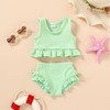 HAPPYMA Baby Swimsuit Toddler Girl Bathing Suit Summer Solid Color