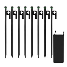 8/16/20/24Pcs Tent Stakes, 8in/12in/16in Heavy Duty Tent Stakes with Storage Pouch, Forged Steel Tent Stakes Heavy Duty, Metal Stakes for Tent Used on Rocks, Grassland, Snowfield(8Pcs 12in Stakes)