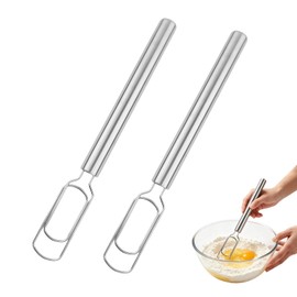 TatTech 2Pcs Danish Dough Whisk 12 in, Stainless Steel Hand Mixer for Bread
