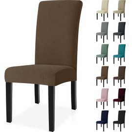 Ystyle Stretch Stuhlhussen 2er Set, Stuhlbezug Elastisch Abnehmbarer Waschbarer, Universal Hussen Für Stühle, Stuhlbezüge Chair Cover Für Hotel Bankett Küche Restaurant Hochzeit Party, Braun