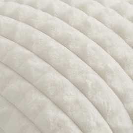 FUTEI Cream White Decorative Throw Pillow Covers 20x20 Inch Set of 2,Square Cushion Case,Fluffy Faux Rabbit Fur Plaid & Soft Velvet Back,Modern Home Decor for Couch Bed