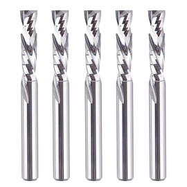 SpeTool 5PCS Compression Router Bits 1/4 inch Shank 1/4" Cutting Diameter ,Carbide UP Down CNC Router Bits Set Wood Router End Mills Carving Slotting Edge Cutting