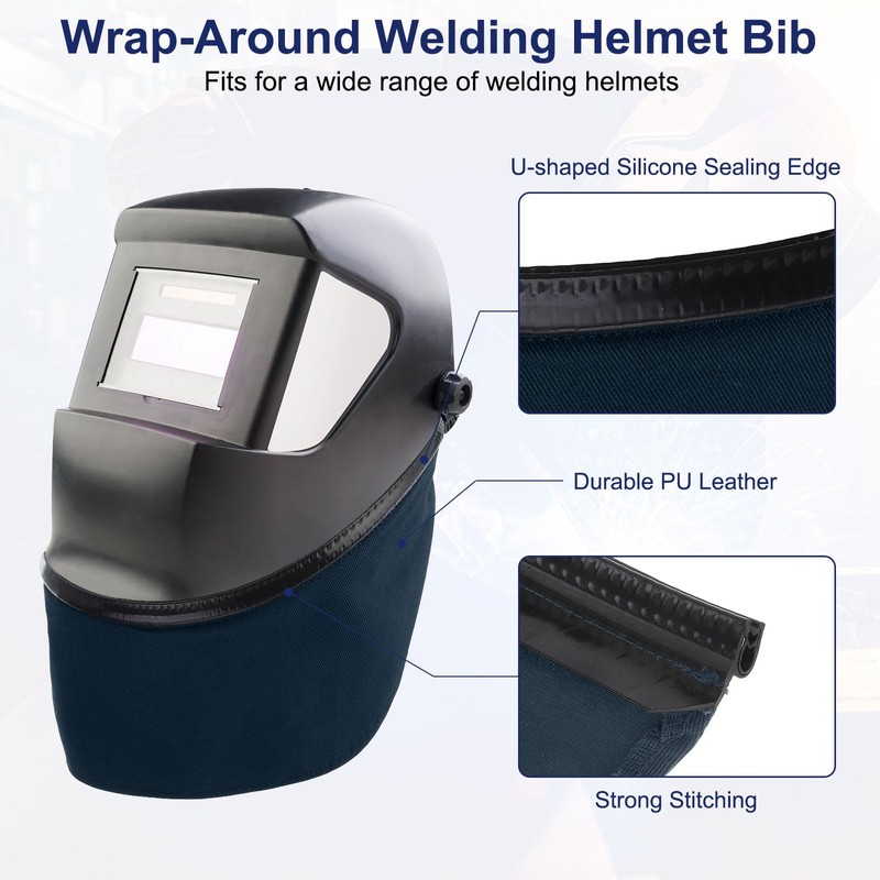 sourcing map Welding Helmet Bib FR Cotton Split Wrap-Around Helmet