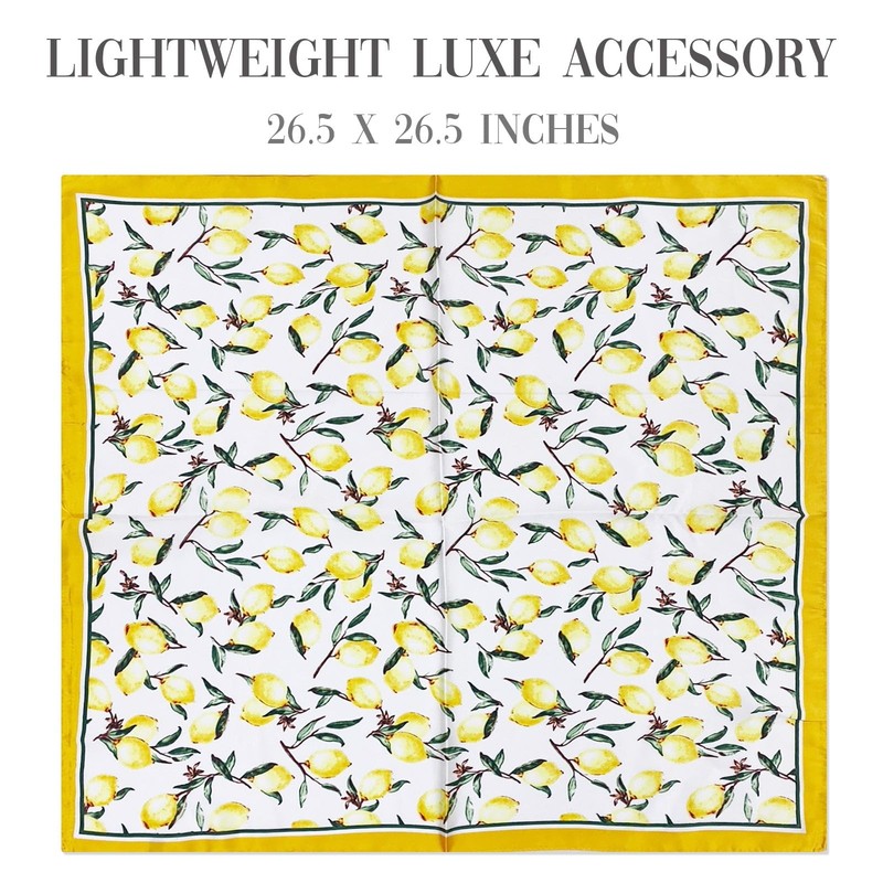 allydrew Satin Neckerchief Square Scarf 26.5 x 26.5 Inches, Lemons