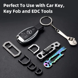 Titanium D-Ring Key Holder with Screw Crossbar, Black, Easy Install Design (Grey, S)