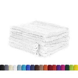 Pack of 10 Washcloths, Wash Mitts Set in Many Colours, 100% Cotton, 10x Wash Mitts 15 x 21 cm, White
