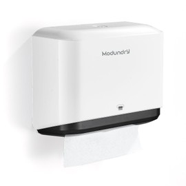 Wall Mount Paper Towel Dispenser, Z Fold Tissue Dispenser with Smart Lock, Adhesive No Drilling Install, Hand Towel Dispenser for Bathroom Home,Restroom, Office (White)