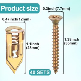 Alpinleux 80 Pcs Self-Drilling Anchors with Screws Kit, Upgraded Drywall Ancors for Heavy Duty, Metal Screw Anchors Set, Easy to Install Without Drilling or Punching Holes in Wall (0.47"x1.38")