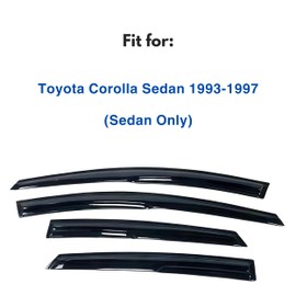 IG Window Visor for Toyota Corolla Sedan 1993-1997, Rain Guard Tape-On Extra Durable Sun Wind Side Vent Window Deflector Mugen Style, 1993 1994 1995 1996 1997 (Sedan Only)