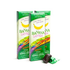 Banana Samba Simply - Multi-pack - 3 boxes - 100% Natural Fruit Snack - Chewy Banana Bites - No sugar added - Cooked bananas caramelize its own sugars - Each box contains 6 individually wrapped pieces for easy on-the-go snacking