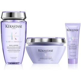 KÉRASTASE Blond Absolu - Routine Shine & Repair for Blonde Hair - Streaked & Bleached - With Hyaluronic Acid - Shampoo (250ml) + Conditioner (75ml) + Mask (250ml)