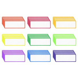 QUARKZMAN Pack of 54 Magnetic Whiteboard Labels 3 x 1 Inch Magnetic Sheet Labels Stickers Blank Writeable Wipe-Clean Cards with Coloured Border for Classroom