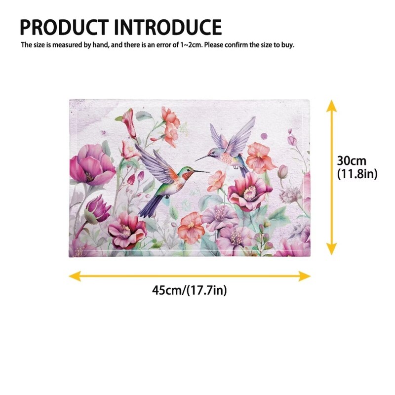 BIGCARJOB Hummingbird Flower Placemat Set of 6 Spring Floral Birds