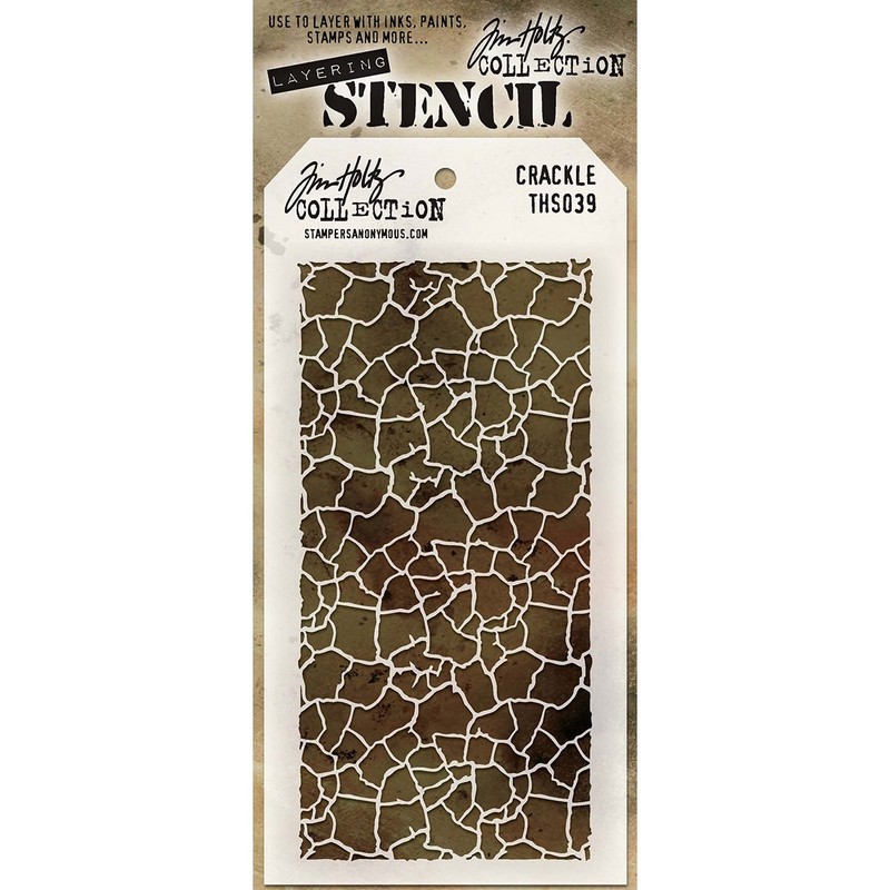 Stampers Anonymous THS-039 Tim Holtz Layered Crackle Stencil, 4.125" X
