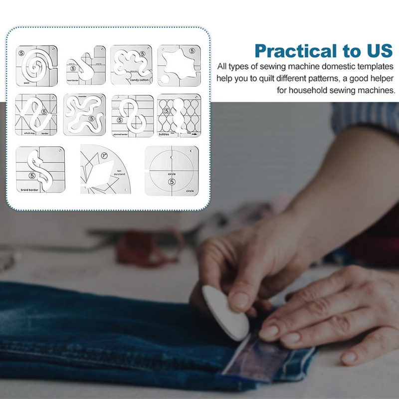 11 Pcs DIY Quilting Template Set Domestic Sewing Acrylic Templates