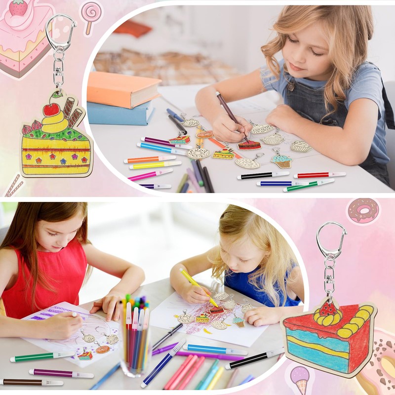 Unfinished Wood Crafts, Kaluofan 12PCS Dessert Donut Cupcake Ice Cream