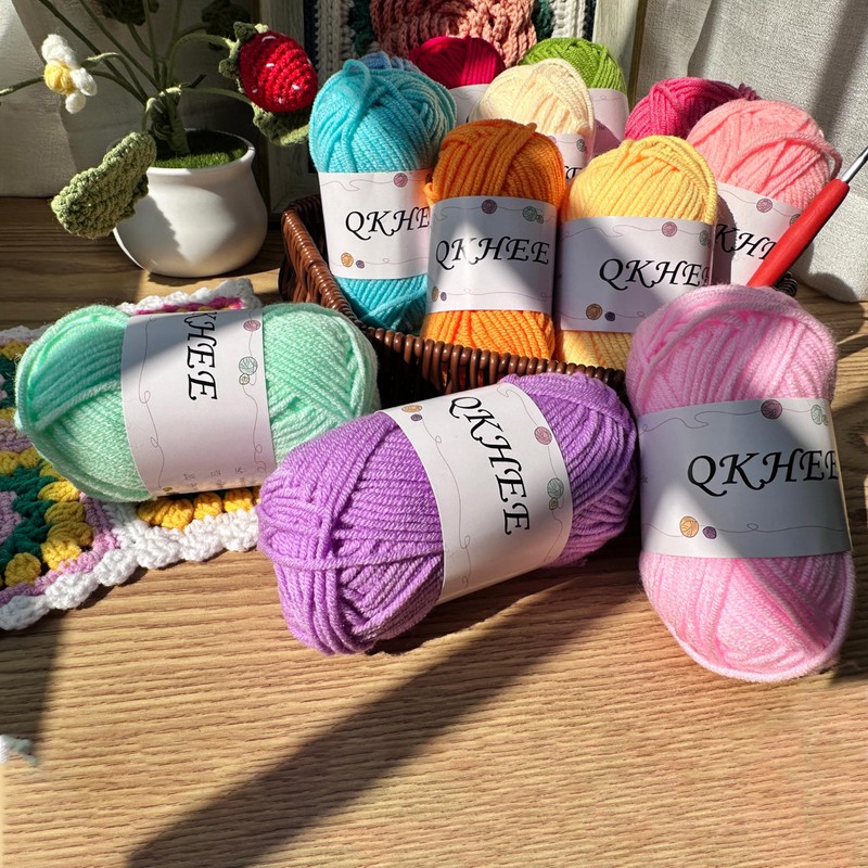 QKHEE Wool Yarn, 12 Color Set, Acrylic Yarn, Thick, Medium