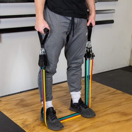 Serious Steel Resistance Tube Band (Stackable up to 100 lbs) Set Includes Handles, Door Anchor and Ankle Straps (Original)