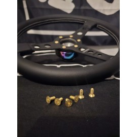 LUCKYCLUB Steering Wheel Counter Sunk Bolt Set - GOLD "LUCKYCLUB" SALE!