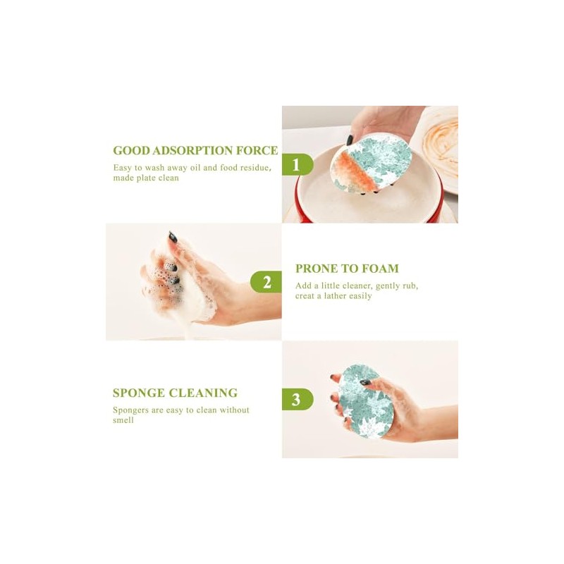 Esponjas de arce de otoño verde y blanco, absorbentes, limpias,