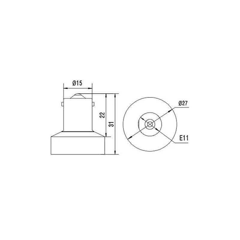 BA15s to E11 Socket Adapter Converter, Single Contact Bayonet BA15s
