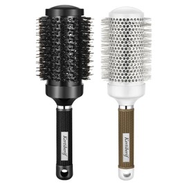 Kertiberif Round Brush for Blow Out 2PCS, Round Hair Brush for Blow Drying, Nano Thermal Ceramic Ionic Tech Barrel Brush with Boar Bristles for Styling, Add Volume (3.3 Inch/2.9 Inch, Barrel 2.1 Inch)